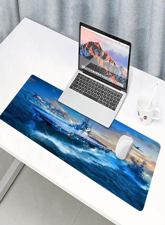 LshyMn لوحة ماوس كبيرة من LshyMn، حاملة طائرات، مقاس 31.5 × 11.8 بوصة، بتصميم كرتوني عسكري، طائرة حربية، غواصة، لوحة ماوس مطبوعة للألعاب، مناسبة لتزيين مكتب الكمبيوتر، BDXPMN203 - Image 3