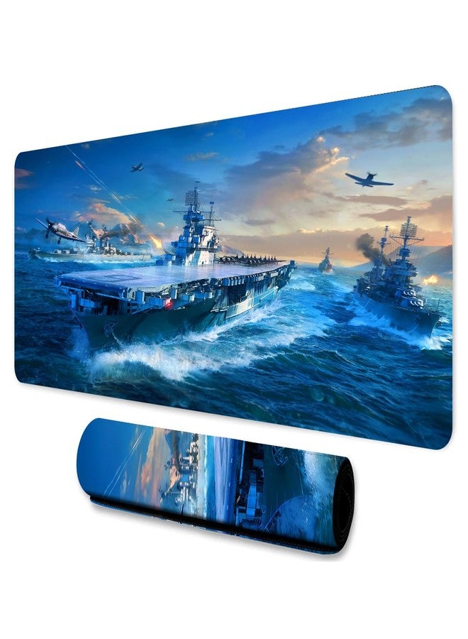 LshyMn لوحة ماوس كبيرة من LshyMn، حاملة طائرات، مقاس 31.5 × 11.8 بوصة، بتصميم كرتوني عسكري، طائرة حربية، غواصة، لوحة ماوس مطبوعة للألعاب، مناسبة لتزيين مكتب الكمبيوتر، BDXPMN203 - Image 1