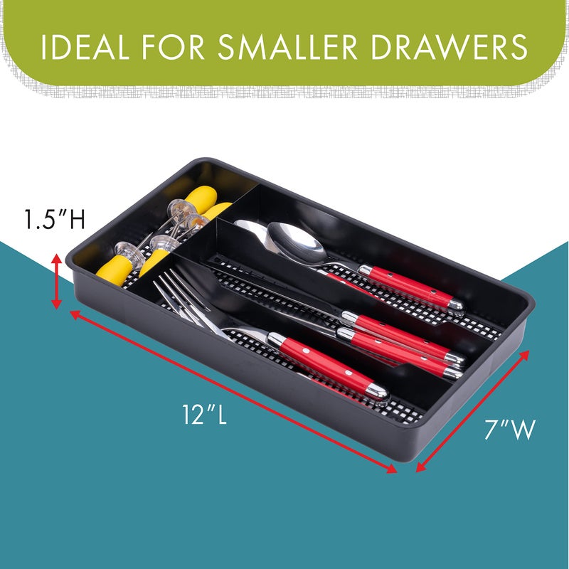 Dial Industries, Inc. Dial Industries Small Cutlery, Utensil, Silverware Kitchen Drawer Organizer Tray, Black - Image 2