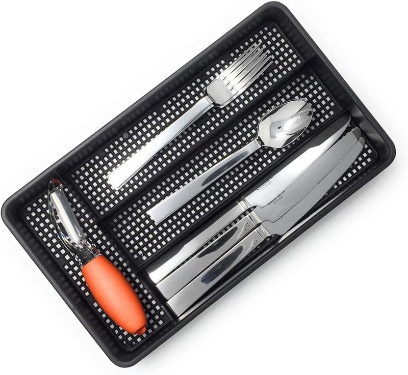 Dial Industries, Inc. Dial Industries Small Cutlery, Utensil, Silverware Kitchen Drawer Organizer Tray, Black - Image 5