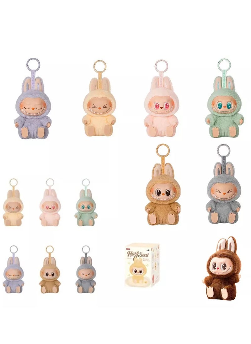 LABUBU - Labubu Plush Toy，Labubu Second-Generation Sit-Down Party Series, Cute Keyring, 13cm (Not Original) - Image 1