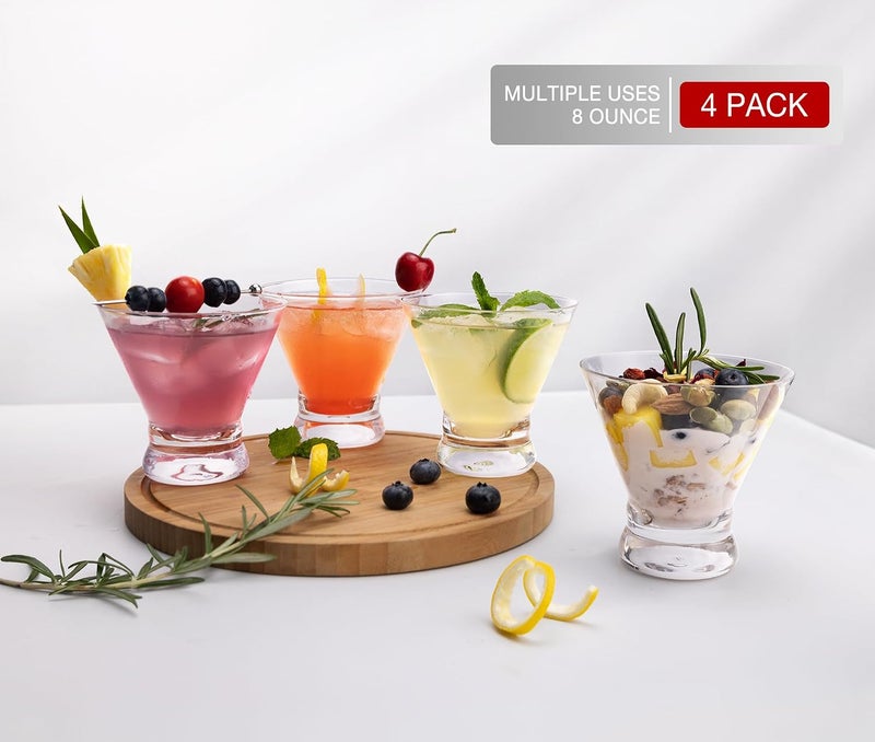 LUNA MANTHA LUNA & MANTHA Martini Glasses Set of 4, Stemless Cocktail Glasses for Home Bar, Parties, and Gifts - Image 5