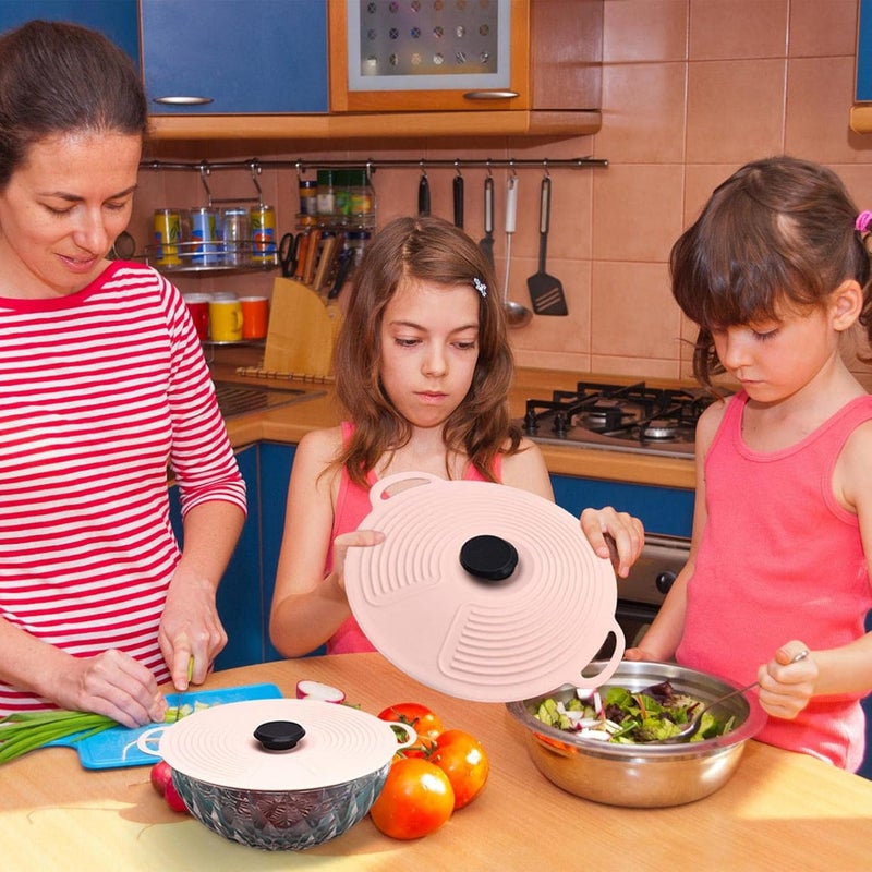 klarako Silicone Lids Food Covers, Silicone Lids Food and Bowl Covers, Silicone Suction Lids Reusable Food Covers Keep Fresh Food Storage Heat Resistant Microwave Cover (L, Red) - Image 3