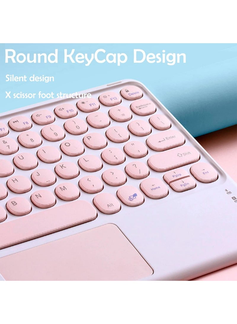 Aookay Arabic and English Touchpad Keyboard Case for  Xiaomi Redmi Pad Pro 12.1" 2024/Xiaomi Poco Pad 12.1" 2024 Tablet with Cute Round Key Wireless Detachable TouchPad Keyboard & Mouse (Black）  - Image 5