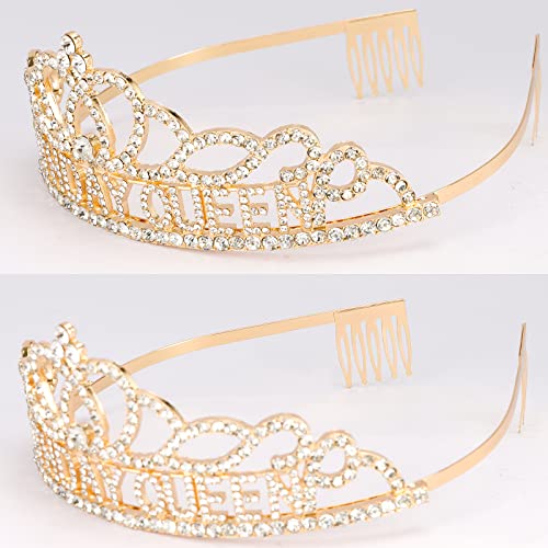 CAVETEE Gold Birthday Crowns and Sash - Queen Tiara for Party Decorations - Image 3