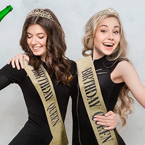 CAVETEE Gold Birthday Crowns and Sash - Queen Tiara for Party Decorations - Image 4