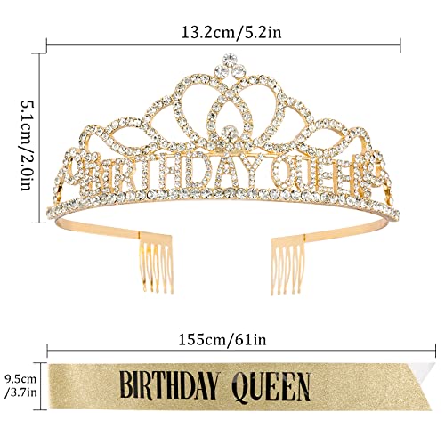CAVETEE Gold Birthday Crowns and Sash - Queen Tiara for Party Decorations - Image 5