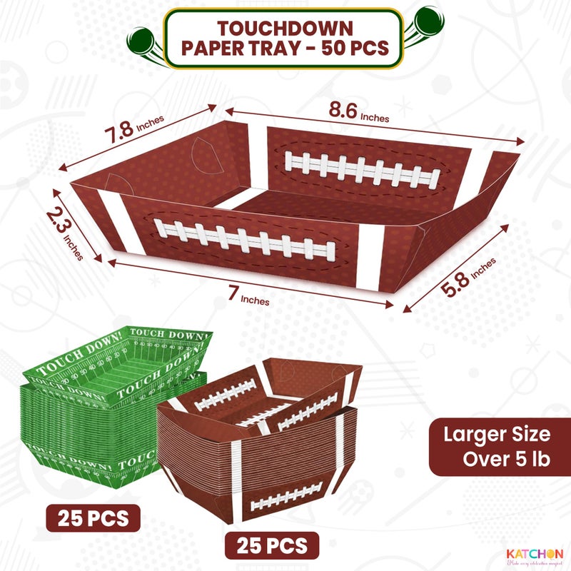 KatchOn, Football Party Favors & Supplies - Pack of 50 | Paper Food Tray, Disposable Serving Boats for Football Birthday Party, Football Theme Party Favors for Gameday, Sport, Party Decorations - Image 2