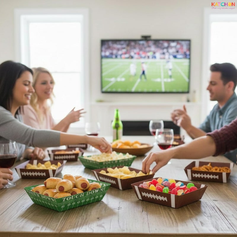 KatchOn, Football Party Favors & Supplies - Pack of 50 | Paper Food Tray, Disposable Serving Boats for Football Birthday Party, Football Theme Party Favors for Gameday, Sport, Party Decorations - Image 5