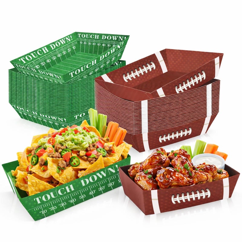 KatchOn, Football Party Favors & Supplies - Pack of 50 | Paper Food Tray, Disposable Serving Boats for Football Birthday Party, Football Theme Party Favors for Gameday, Sport, Party Decorations - Image 1