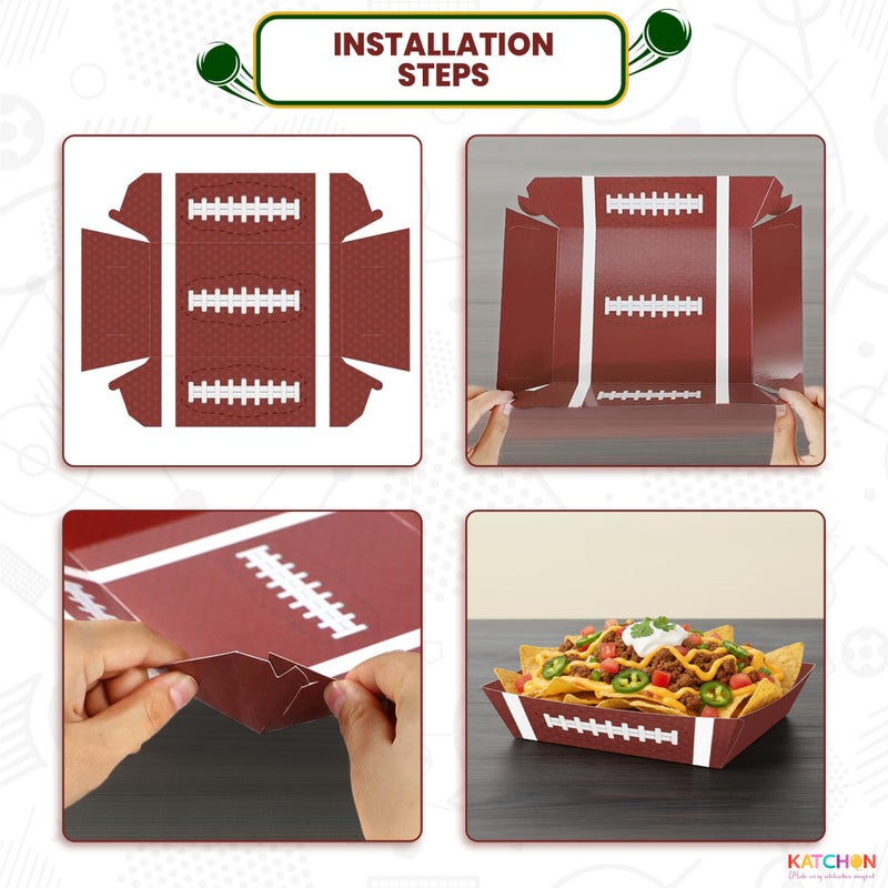 KatchOn, Football Party Favors & Supplies - Pack of 50 | Paper Food Tray, Disposable Serving Boats for Football Birthday Party, Football Theme Party Favors for Gameday, Sport, Party Decorations - Image 3