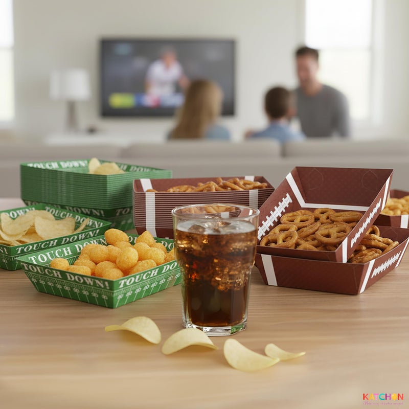 KatchOn, Football Party Favors & Supplies - Pack of 50 | Paper Food Tray, Disposable Serving Boats for Football Birthday Party, Football Theme Party Favors for Gameday, Sport, Party Decorations - Image 4
