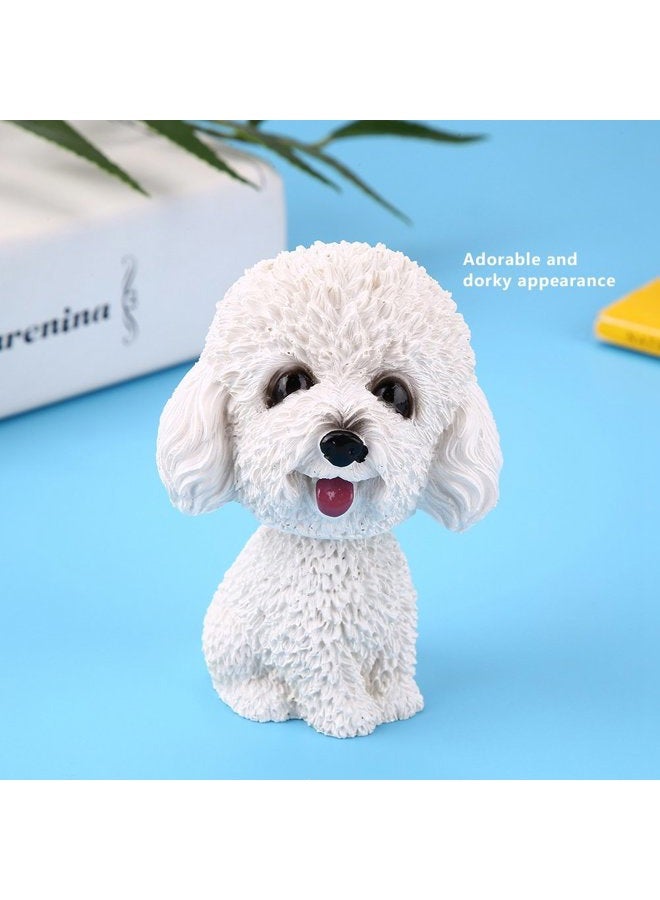 fosa fo sa Car Interior Simulation Shaking Head Dog Decor,Bobble Head Toy Car Interior Dashboard Ornament Kid Home Office Decor White Poodle White Poodle - Image 3