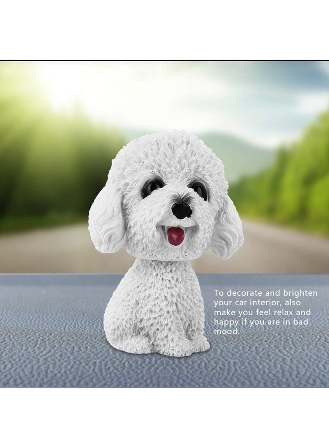fosa fo sa Car Interior Simulation Shaking Head Dog Decor,Bobble Head Toy Car Interior Dashboard Ornament Kid Home Office Decor White Poodle White Poodle - Image 4