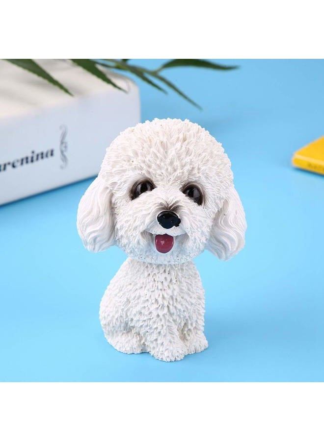 fosa fo sa Car Interior Simulation Shaking Head Dog Decor,Bobble Head Toy Car Interior Dashboard Ornament Kid Home Office Decor White Poodle White Poodle - Image 1