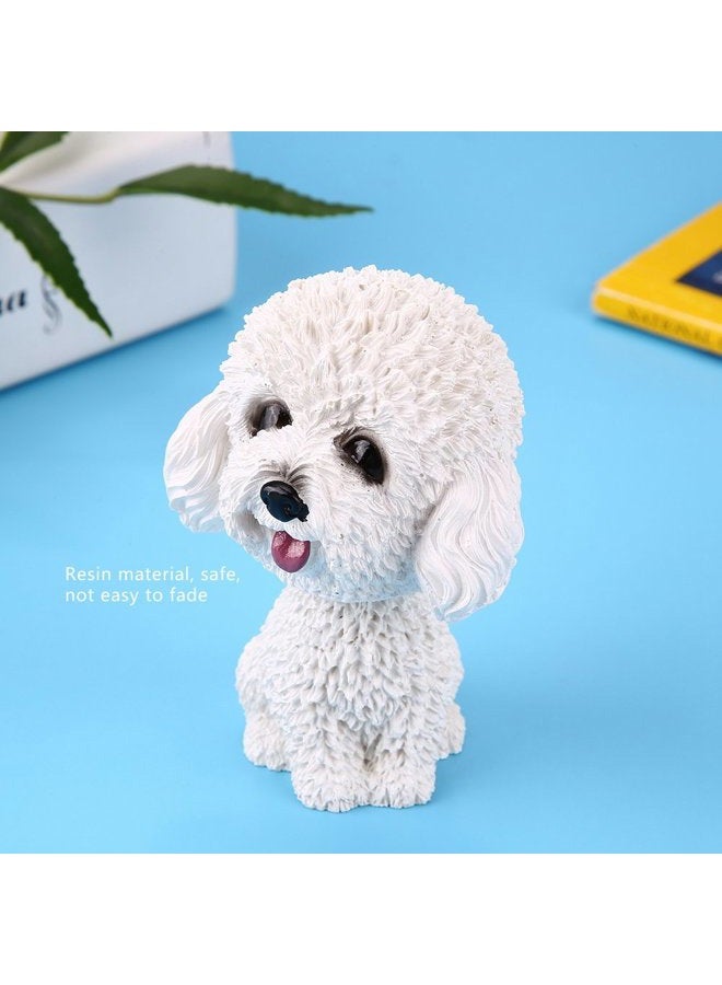 fosa fo sa Car Interior Simulation Shaking Head Dog Decor,Bobble Head Toy Car Interior Dashboard Ornament Kid Home Office Decor White Poodle White Poodle - Image 2