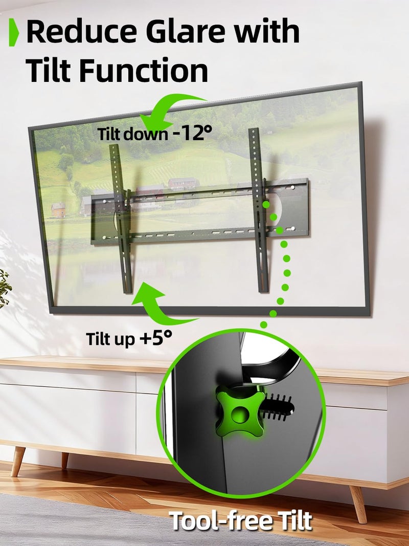 USX MOUNT Heavy Duty Tilting TV Wall Mount for 60-120" up to 220lb, Low Profile TV Mount Ultra Slim Wall Bracket fit 16-32" Studs, Max VESA 900x600 for 65 75 85 86 90 98 100 110inch Large Television - Image 4