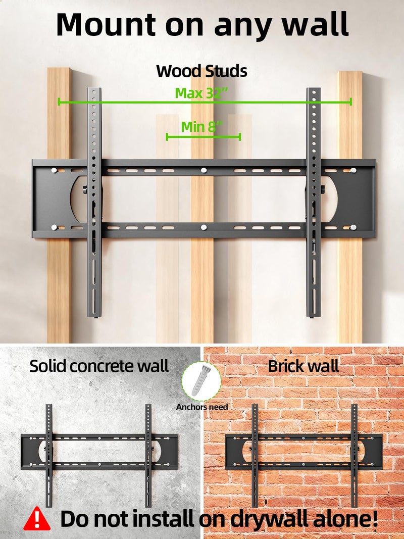USX MOUNT Heavy Duty Tilting TV Wall Mount for 60-120" up to 220lb, Low Profile TV Mount Ultra Slim Wall Bracket fit 16-32" Studs, Max VESA 900x600 for 65 75 85 86 90 98 100 110inch Large Television - Image 5