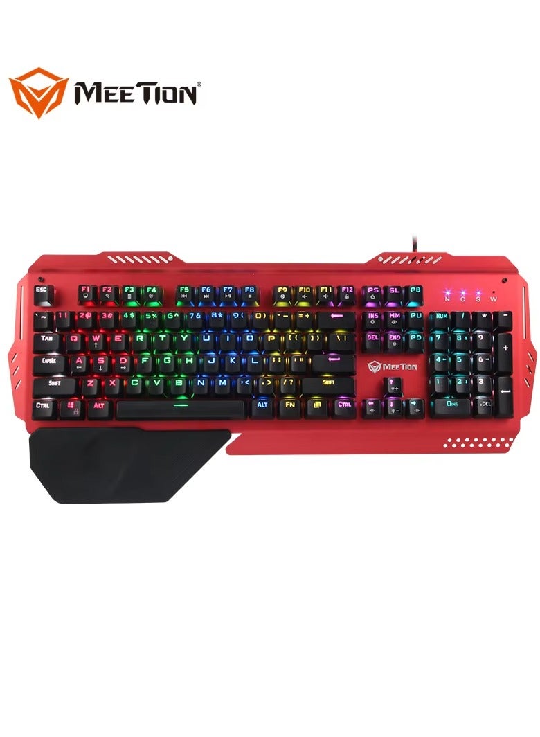 Meetion Full Key Anti-ghosting Metal Mechanical Keyboard MK20 Full keys Anti-ghosting Colorful LED Back lightly customizable High-quality macro mechanical switches (Red) - Image 1