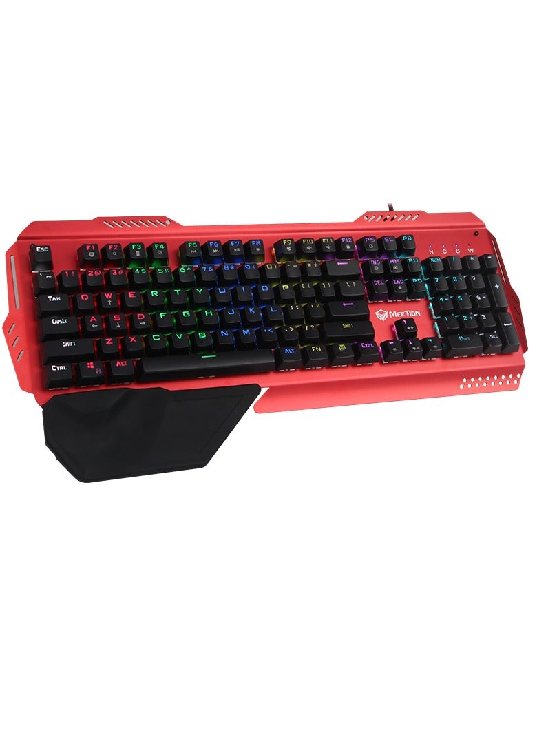 Meetion Full Key Anti-ghosting Metal Mechanical Keyboard MK20 Full keys Anti-ghosting Colorful LED Back lightly customizable High-quality macro mechanical switches (Red) - Image 2