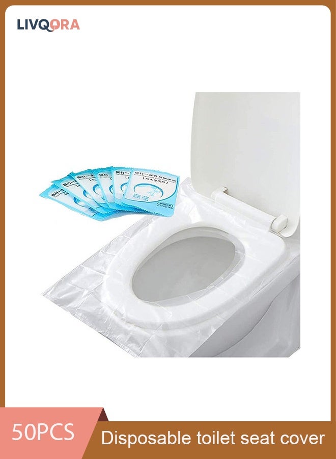 ليفقورا ٥٠ غطاء مرحاض للاستخدام مرة واحدة – مقاومة للماء والانزلاق، مغلفة بشكل فردي للسفر ودورات المياه العامة وتدريب الأطفال على المرحاض - Image 1