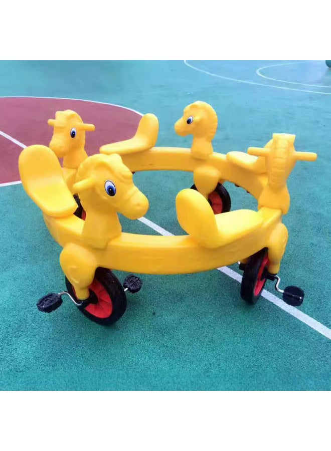 Kindergarten Rotating Four-person Bicycle Outdoor Sports Tricycle Children's Large Baby Carriage Early Education Educational Toy Car - Image 3