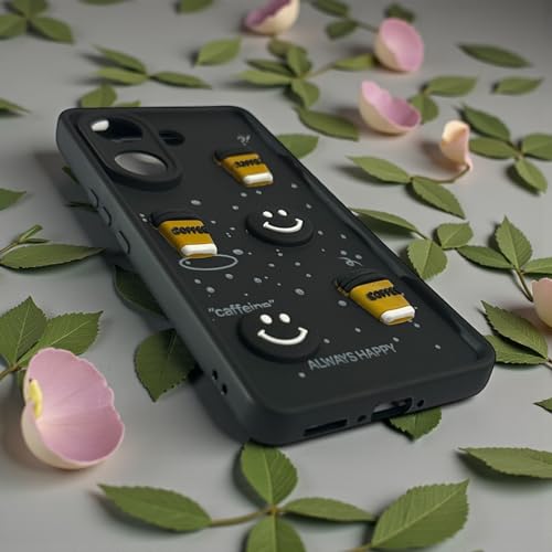 SBMS Silicone Back Cover Case for Vivo V60e 5G | Cute Fun 3D Cartoon, Coffee Design Silicone Case | Camera Protection Bump | Shockproof Back Cover Case for Vivo V60e 5G (Coffe Mug Black) - Image 4