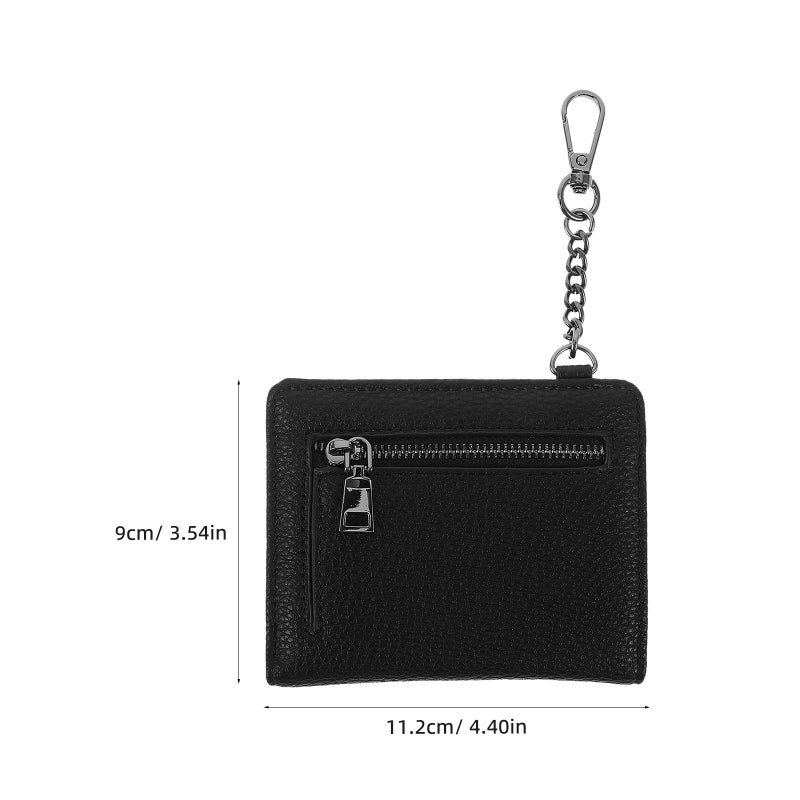 Small Pu Leather Bifold Wallet For Women - Compact Cash Wallet With Zipper Pocket - Slim Ladies Mini Short Purse Card Holder For Travel Black - Image 4