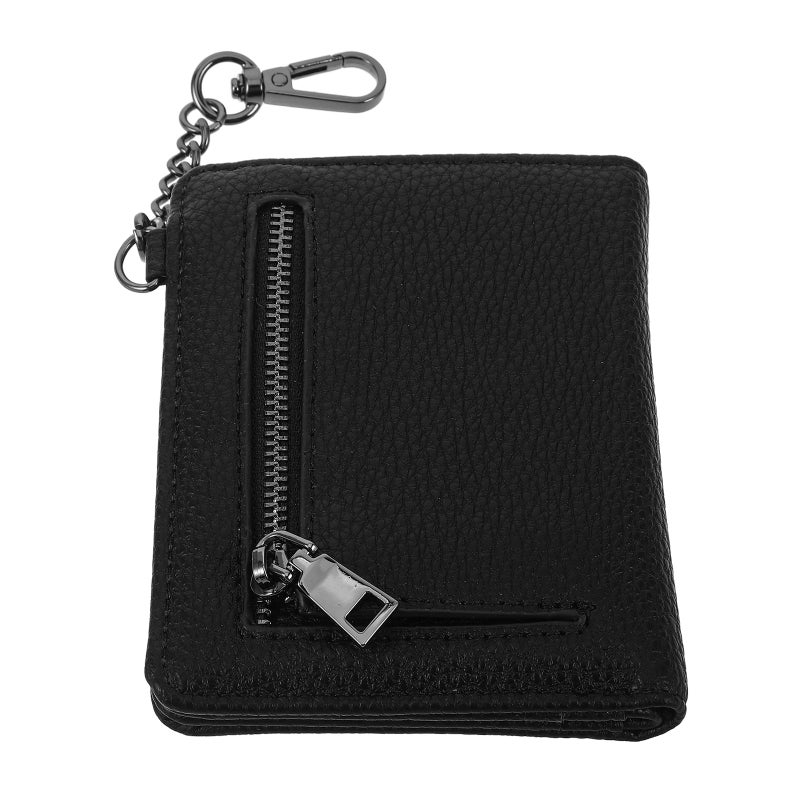 Small Pu Leather Bifold Wallet For Women - Compact Cash Wallet With Zipper Pocket - Slim Ladies Mini Short Purse Card Holder For Travel Black - Image 5