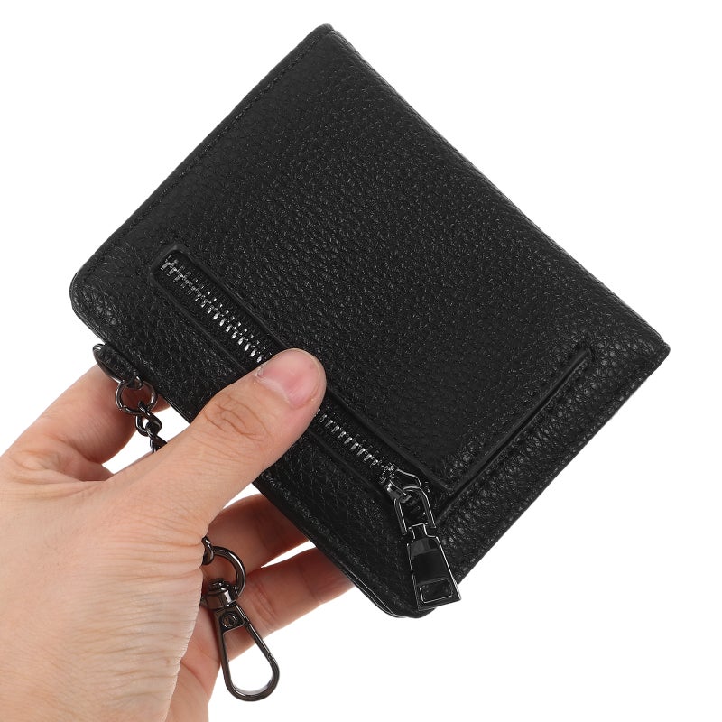 Small Pu Leather Bifold Wallet For Women - Compact Cash Wallet With Zipper Pocket - Slim Ladies Mini Short Purse Card Holder For Travel Black - Image 3