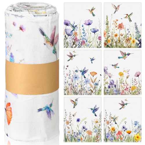 Noveread 36 Pack Hummingbird Flowers Reusable Cleaning Cloths Washable Cotton Kitchen Towels for HomeMulticolor - Image 1