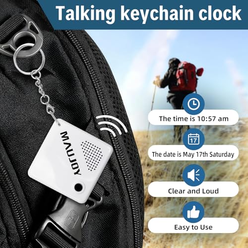 MAUJOY Talking Clock Keychain for Blind - Voice Keyring for Visually Impaired, Easy-to-Use with Alarm - Compact & Portable, Ideal for Elderly (Voice Announcement) - Image 2