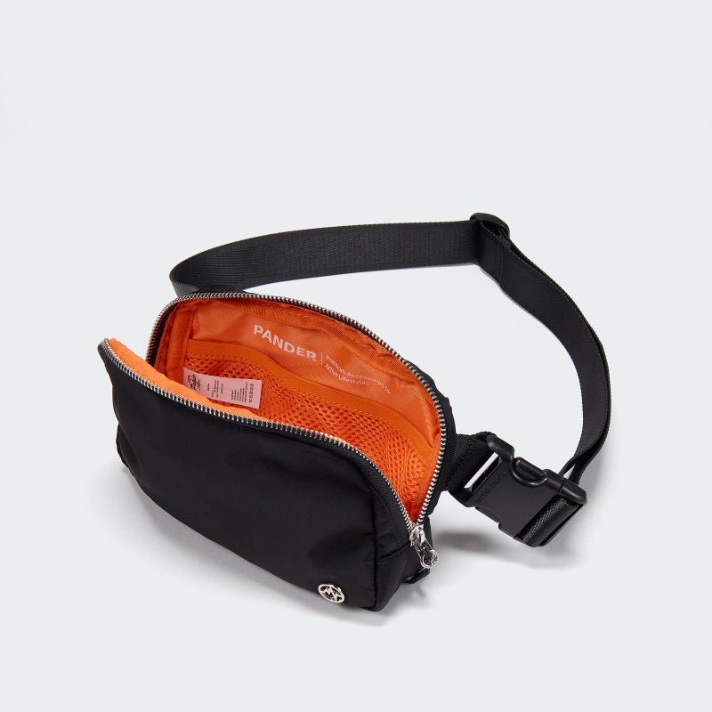 Pander حقيبة حزام سوداء بحزام قابل للتعديل، حقيبة فاني صغيرة من نايلون باندير للتمارين الخارجية والسفر والركض العادي وركوب الدراجات، 1 لتر - Image 5