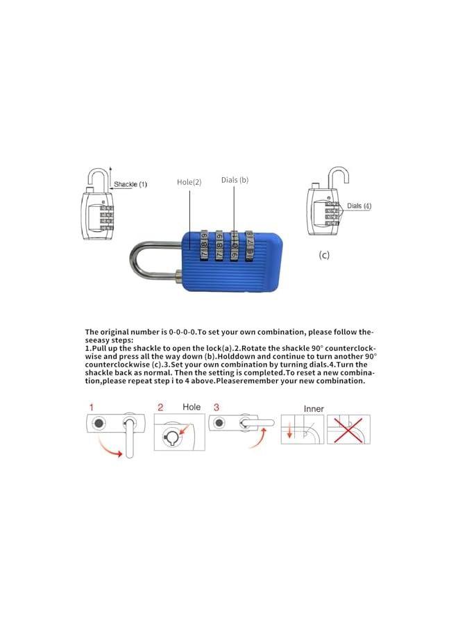 PROMASS PROMASS Combination Locker Lock, 2 Pack 4 Digit Padlock for Gym Outdoor Fence Door Luggage Backpack Cabinet Travel (Blue)  - Image 4