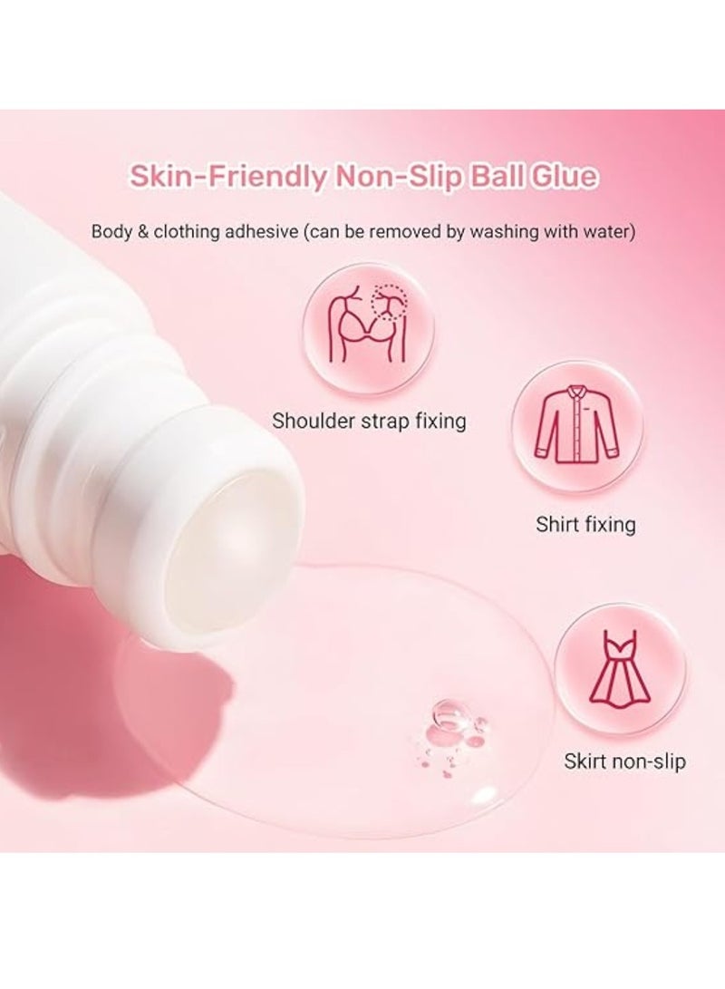 جيكومو 2 قطعة شريط لاصق شفاف للملابس والجلد ، شريط تثبيت غير مرئي مع طوق منخفض ، مادة لاصقة سائلة مضادة للانزلاق ، سهلة الاستخدام والإزالة ، متينة ، قابلة للتنفس ، واضحة ، 10 جم * 2 - Image 3