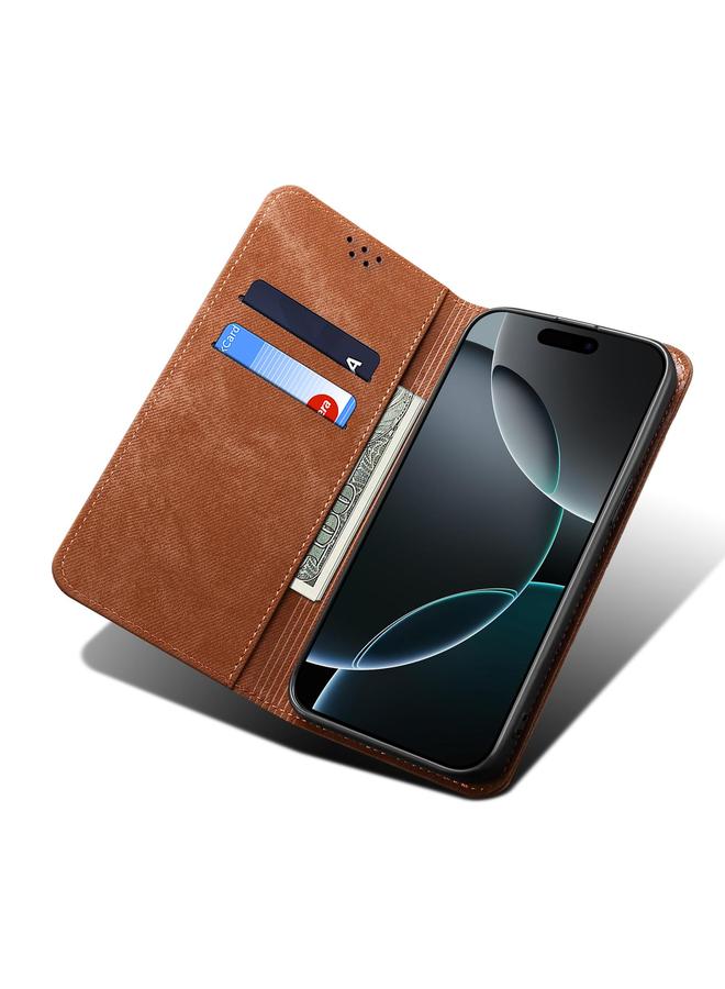 S-TOP Case For Realme 14 Pro+ Global Denim Texture Casual Style Horizontal Flip Leather Case - Image 5