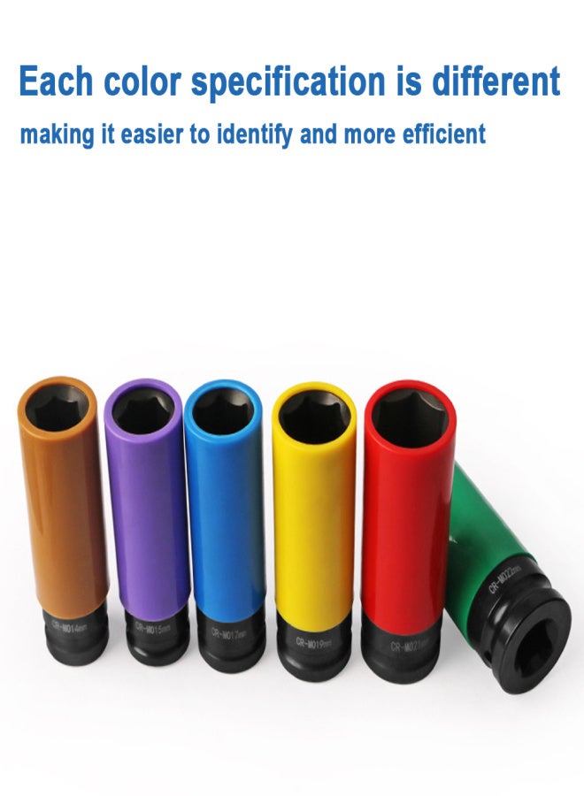 6pcs Socket Wrench Sleeve Set Tire Protections Sleeves Car Motorcycle Repairing Tools Kit Multifunctional 1/2in SquareMouth Socket Wrench Sleeves - Image 2