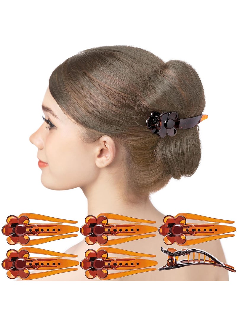 RC ROCHE ORNAMENT - RC ROCHE ORNAMENT 6 Pcs Womens Side Slide Cute Flower French Eyelet Hair Clip Sectioning Clippers Chic Barrette Hairpin Strong Hold Premium Fashion Accessory, Medium Brown - Image 1