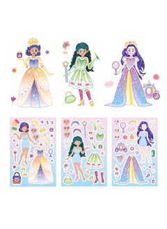 Lemon 8 Sheets Face-changing stickers, fairy tale princess cute and colorful, hand-written material stickers cartoon girl puzzle stickers, can be pasted repeatedly for Kids Party Favors,Classroom Rewards  - Image 3