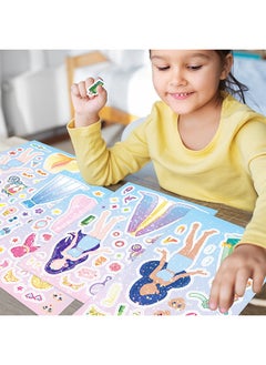 Lemon 8 Sheets Face-changing stickers, fairy tale princess cute and colorful, hand-written material stickers cartoon girl puzzle stickers, can be pasted repeatedly for Kids Party Favors,Classroom Rewards  - Image 2