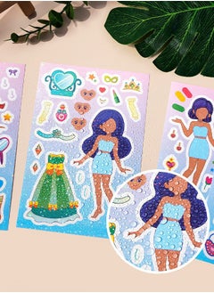 Lemon 8 Sheets Face-changing stickers, fairy tale princess cute and colorful, hand-written material stickers cartoon girl puzzle stickers, can be pasted repeatedly for Kids Party Favors,Classroom Rewards  - Image 4
