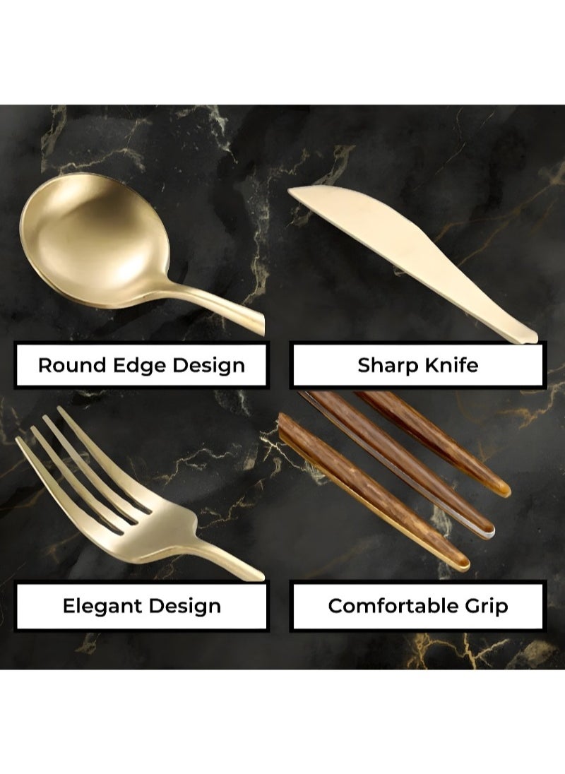 Luxury Gold-Plated Cutlery Set with premium Wooden Handles – 12-Piece Stainless Steel Flatware (3 Complete Place Settings: Knife, Fork, Spoon, Teaspoon) for Elegant Dining & Special Occasions - pzsku/Z9BADE8F0E35A590F01B2Z/45/_/1734688355/f23af1a6-bd8e-4324-9379-a00745b8a67c