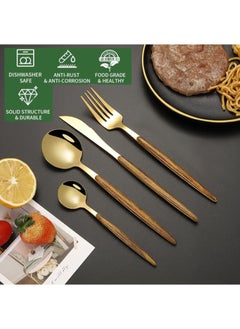 Luxury Gold-Plated Cutlery Set with premium Wooden Handles – 12-Piece Stainless Steel Flatware (3 Complete Place Settings: Knife, Fork, Spoon, Teaspoon) for Elegant Dining & Special Occasions - pzsku/Z9BADE8F0E35A590F01B2Z/45/_/1734688362/0418b6f2-4017-4ebc-a254-68b6da2479c9