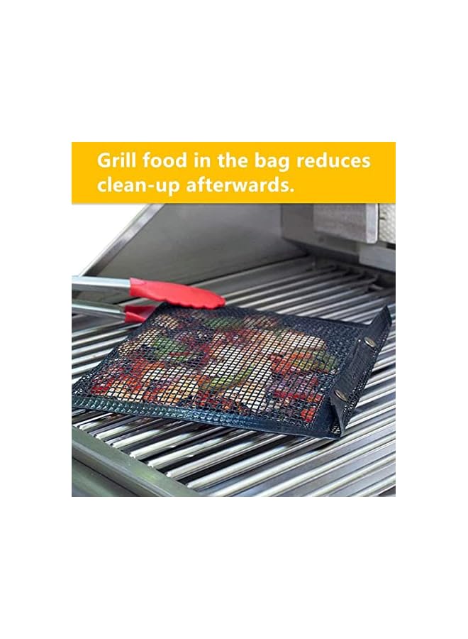 SHOWAY Mesh Grill Bags Reusable Non Stick Bbq Mesh Grill Bags Large Barbeque Bags For Grilling Easy To Clean 15.7 X 10.6 Inch 2 Pcs - Image 3