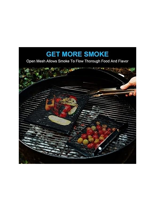 SHOWAY Mesh Grill Bags Reusable Non Stick Bbq Mesh Grill Bags Large Barbeque Bags For Grilling Easy To Clean 15.7 X 10.6 Inch 2 Pcs - Image 4