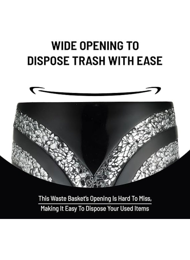 Popular Bath Sinatra Modern Bath Waste Basket Modern Classic Contemporary Decorative Beautiful Designs Bathroom Décor for Home Luxury Bath, Black color - Image 2