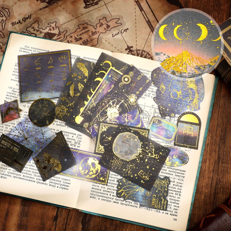 Marspark 191 Pieces Vintage Astronomy Stickers Celestial Galaxy Planet Space Sticker Set for Journaling, Moon Phase Planner, DIY Scrapbook(Classic) - Image 5