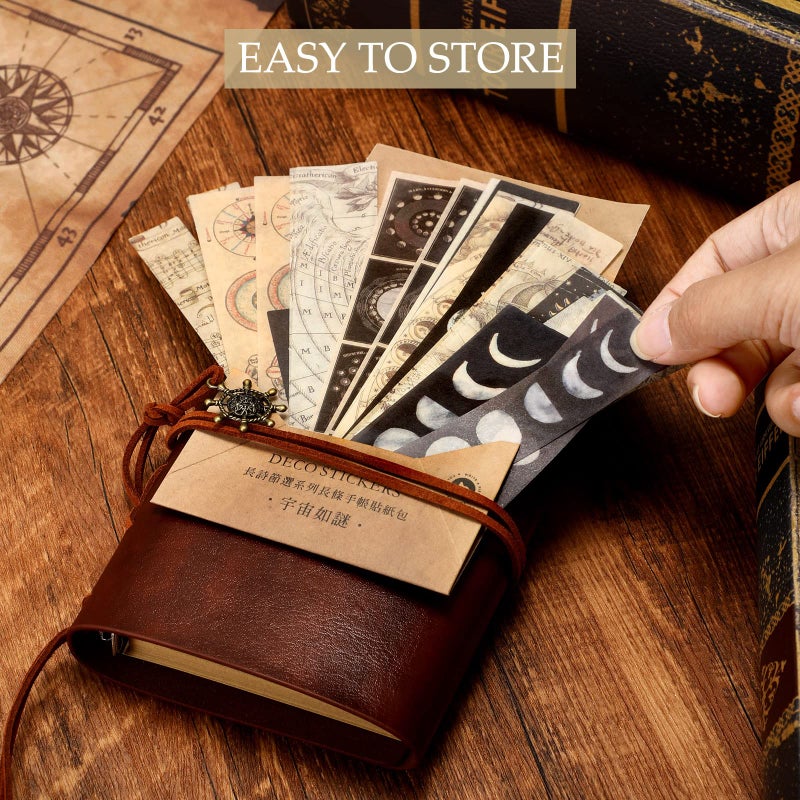 Marspark 191 Pieces Vintage Astronomy Stickers Celestial Galaxy Planet Space Sticker Set for Journaling, Moon Phase Planner, DIY Scrapbook(Classic) - Image 3