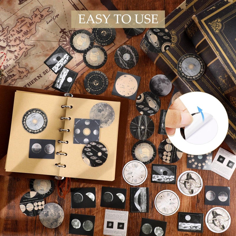 Marspark 191 Pieces Vintage Astronomy Stickers Celestial Galaxy Planet Space Sticker Set for Journaling, Moon Phase Planner, DIY Scrapbook(Classic) - Image 4