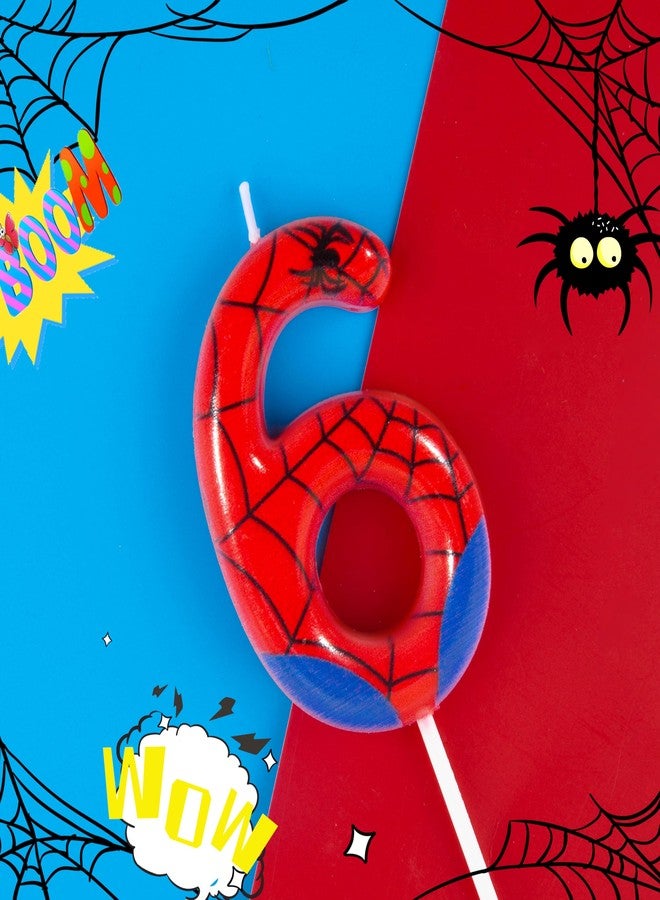 PHD CAKE 2.76 Inch Number 6 Spider Birthday Candles, Spider Cartoon Themed Number Candles, Cake Number Candles, Party Celebration - Image 2